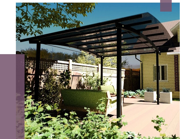 Навесы для террасы в Волжском от 12916 руб. под ключ | ПРОЛЁТ-Влж