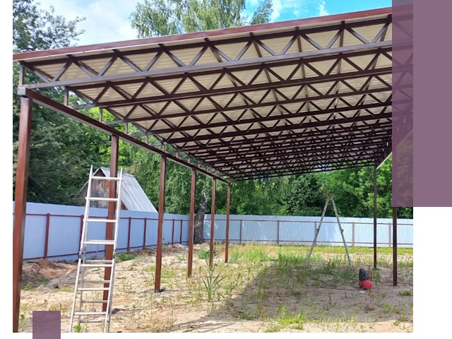 Односкатные навесы под ключ в Волжском — изготовление и монтаж