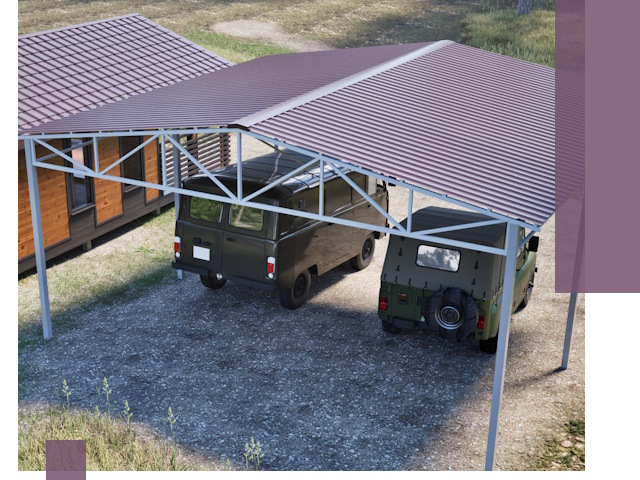 Двускатные навесы под ключ в Волжском — изготовление и монтаж